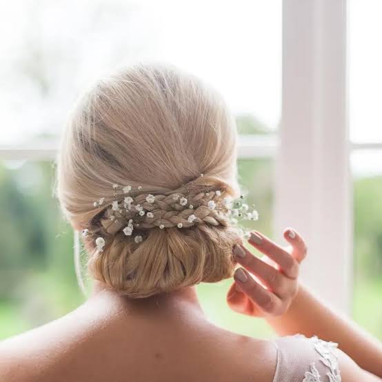 Light Blonde Braided Updo With Flowers — Classy Bridal Hairstyles