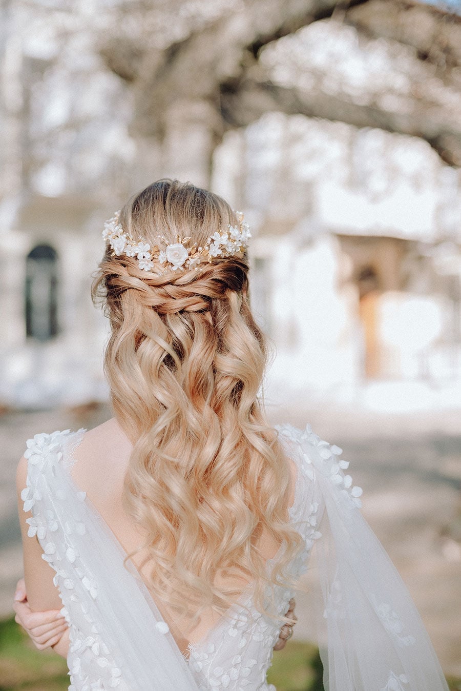 Honey Blonde Half Up Half Down With Braids — Classy Bridal Hairstyles