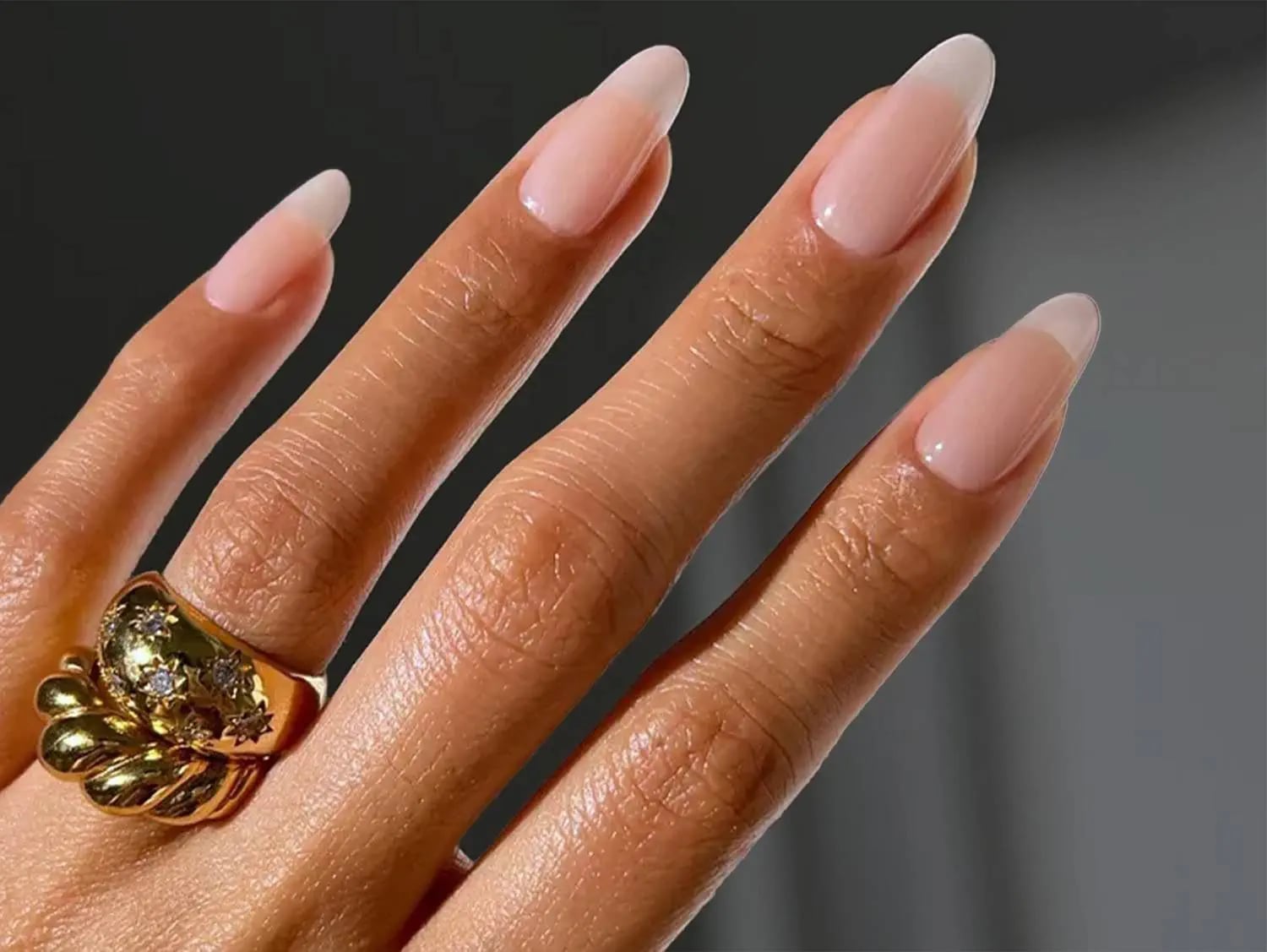 Sheer Nude French Tip Medium Almond — Classy Bride Nail