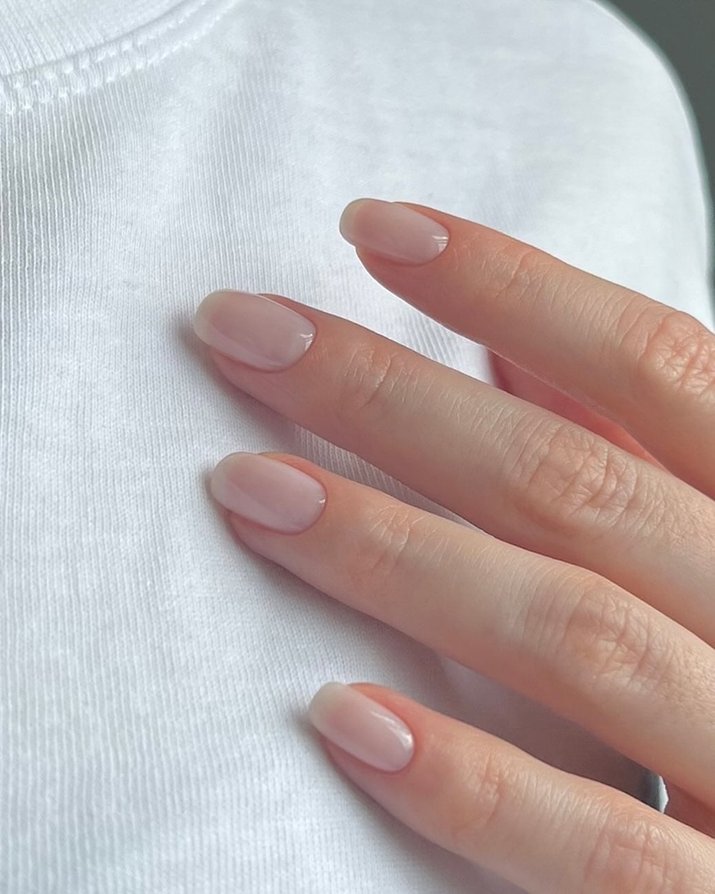 Nude Base Minimalist White Dots — Classy Bride Nail