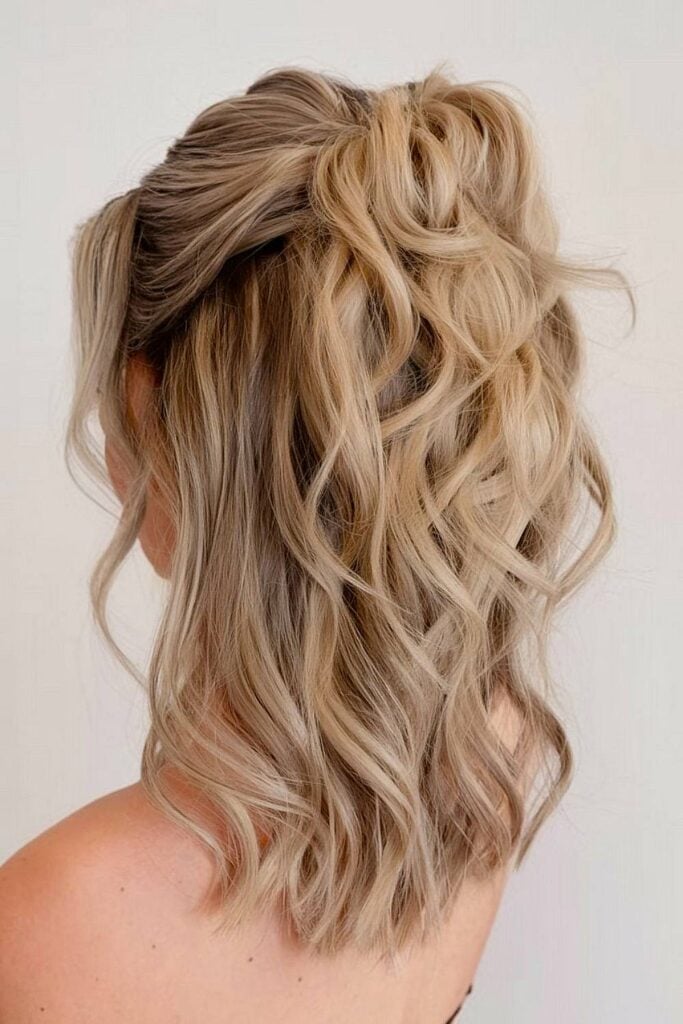 Ash Blonde Half-Up With Crown Braid Ash Blonde Half-Up With Crown Braid — Classy Bridesmaid Hair