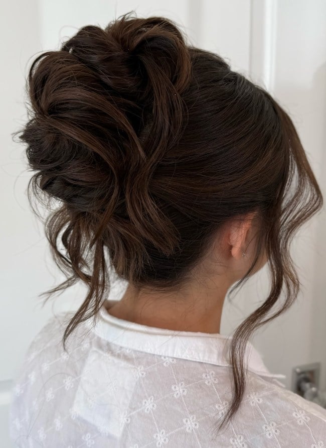 Loose Romantic Dark Brown Updo Loose Romantic Dark Brown Updo — Classy Bridesmaid Hair Updo
