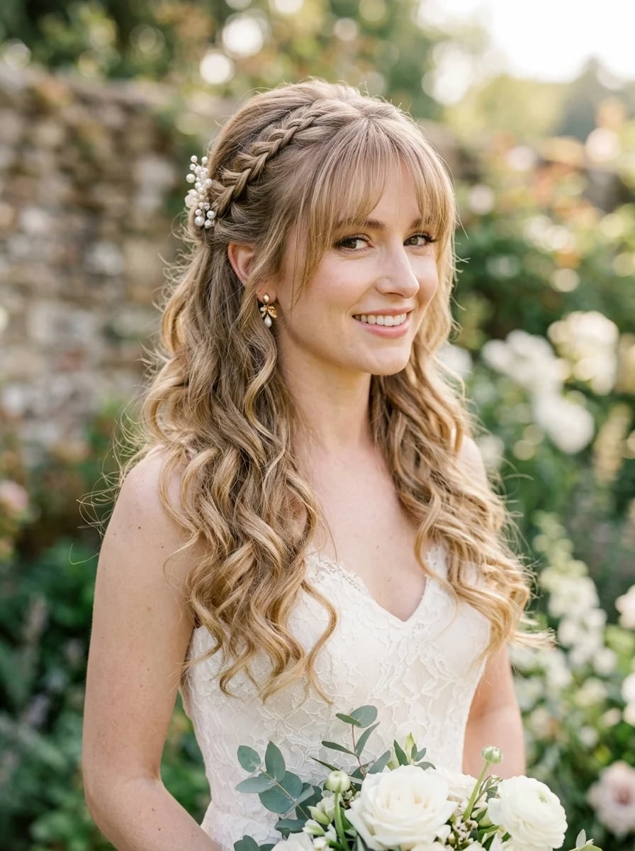 Light Blonde Collarbone Waves With Braid — Classy Bridesmaid Hairstyles Down