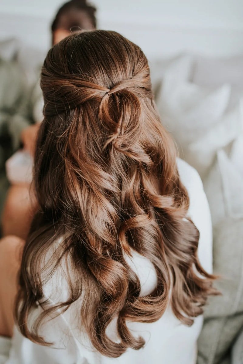Medium Brown Half Up Half Down With Twist — Classy Bridesmaid Hairstyles Down