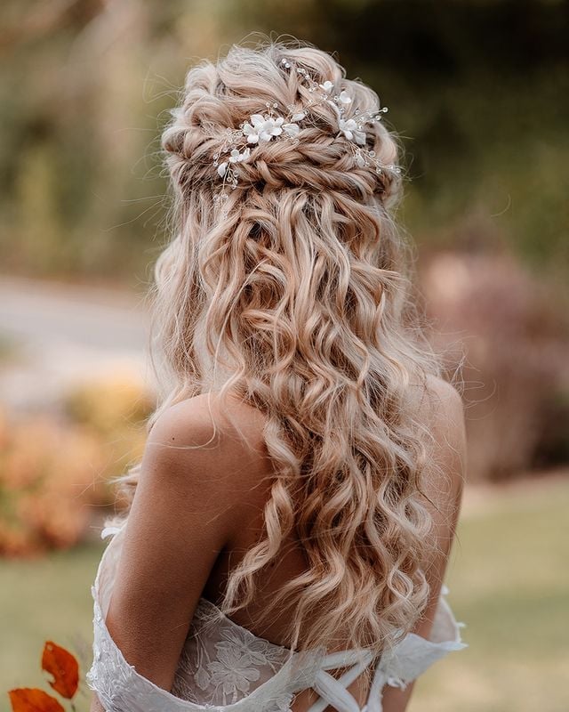 Ash Blonde Half Up Half Down With Intricate Braids — Classy Bridesmaid Hairstyles Down