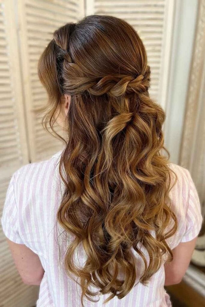Dark Brown Half Up Half Down With Braid — Classy Bridesmaid Hairstyles Down