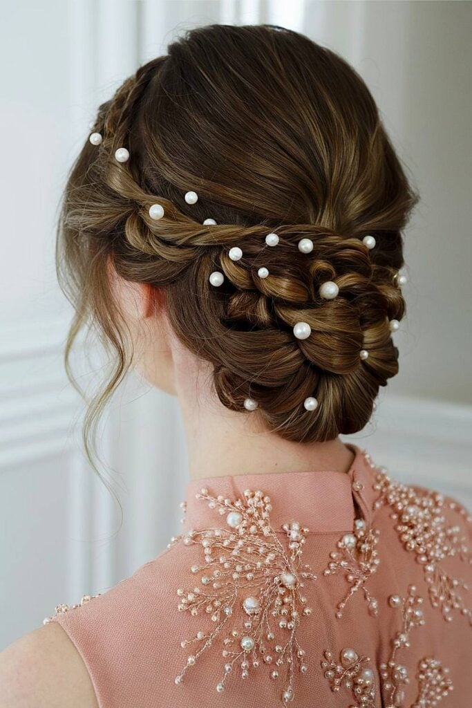 Ash Blonde Updo With Pearl Accents Ash Blonde Updo With Pearl Accents — Classy Bridesmaid Hairstyles Updo