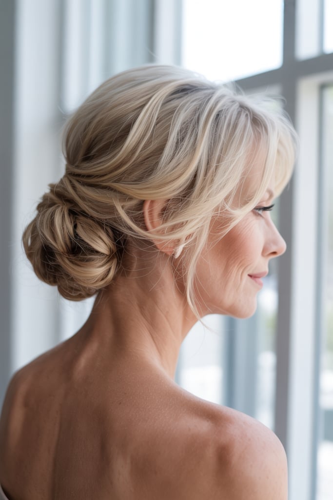 Soft Low Bun With Loose Tendrils Soft Low Bun With Loose Tendrils — Classy Bridesmaid Hairstyles Updo