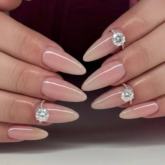 Short Almond Sheer Nude With Pink Undertone — Classy Bridesmaid Nails