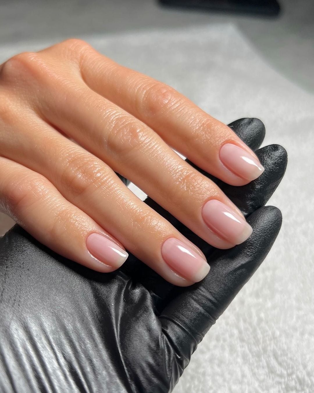 Medium Almond Classic French With Pink Nude Base — Classy Bridesmaid Nails