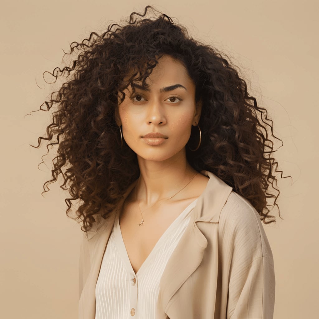Collarbone Dark Brown Voluminous Curls — Classy Brown Curly Hair