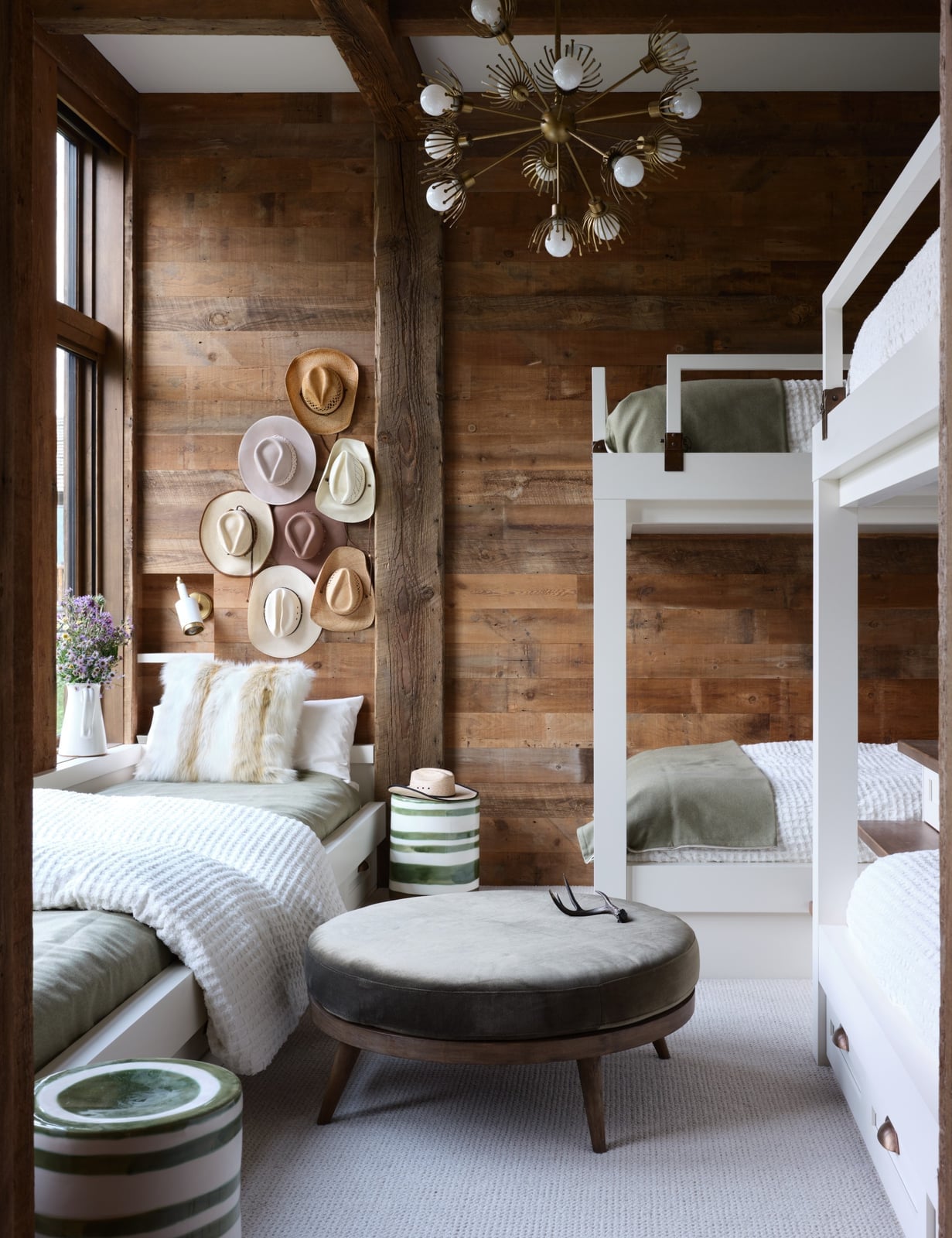 White Multi Level Bunk Bed with Sage Green Accents — Classy Bunk Bed Ideas