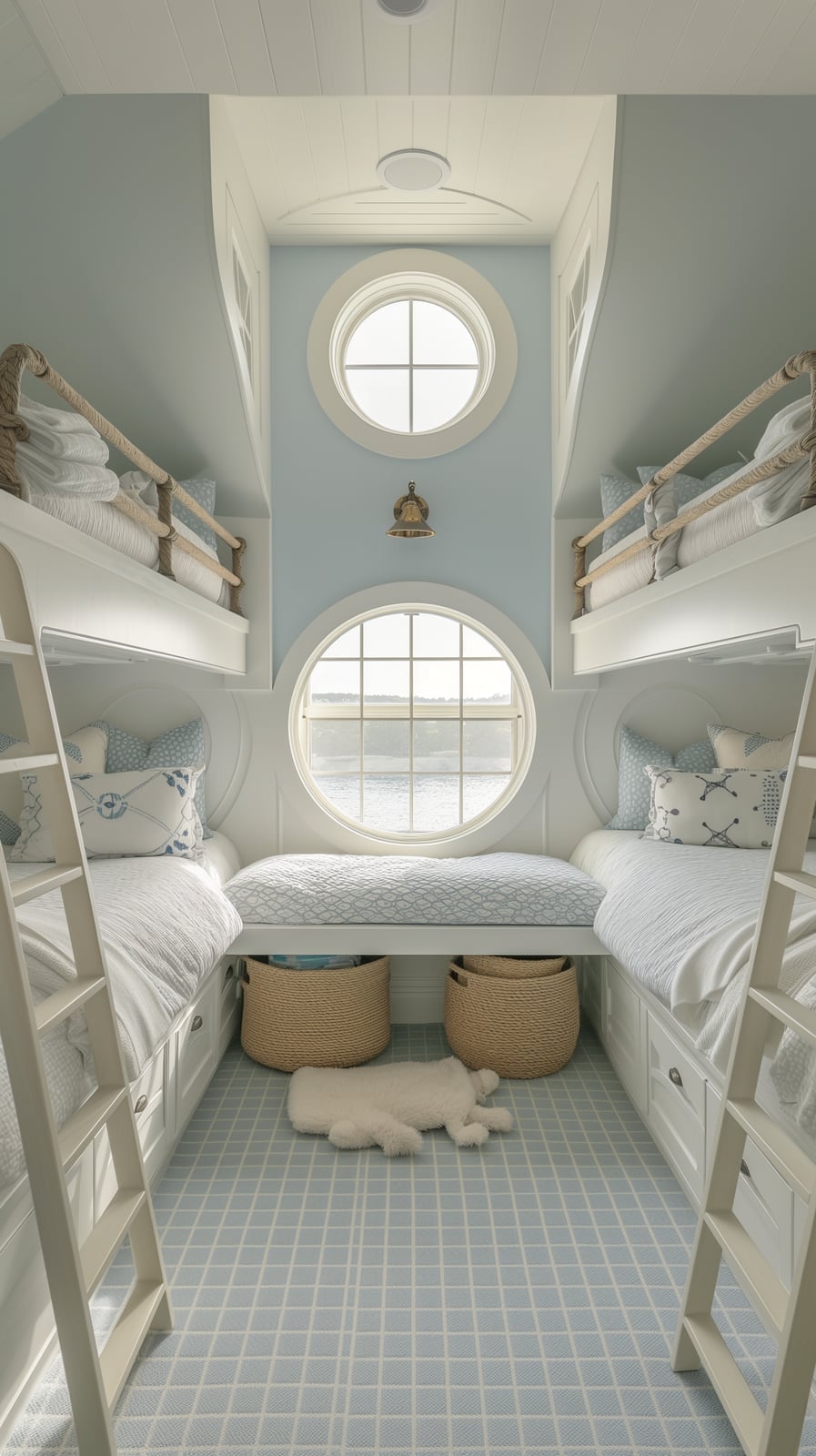 Coastal White Built In Bunk Beds — Classy Bunk Bed Ideas