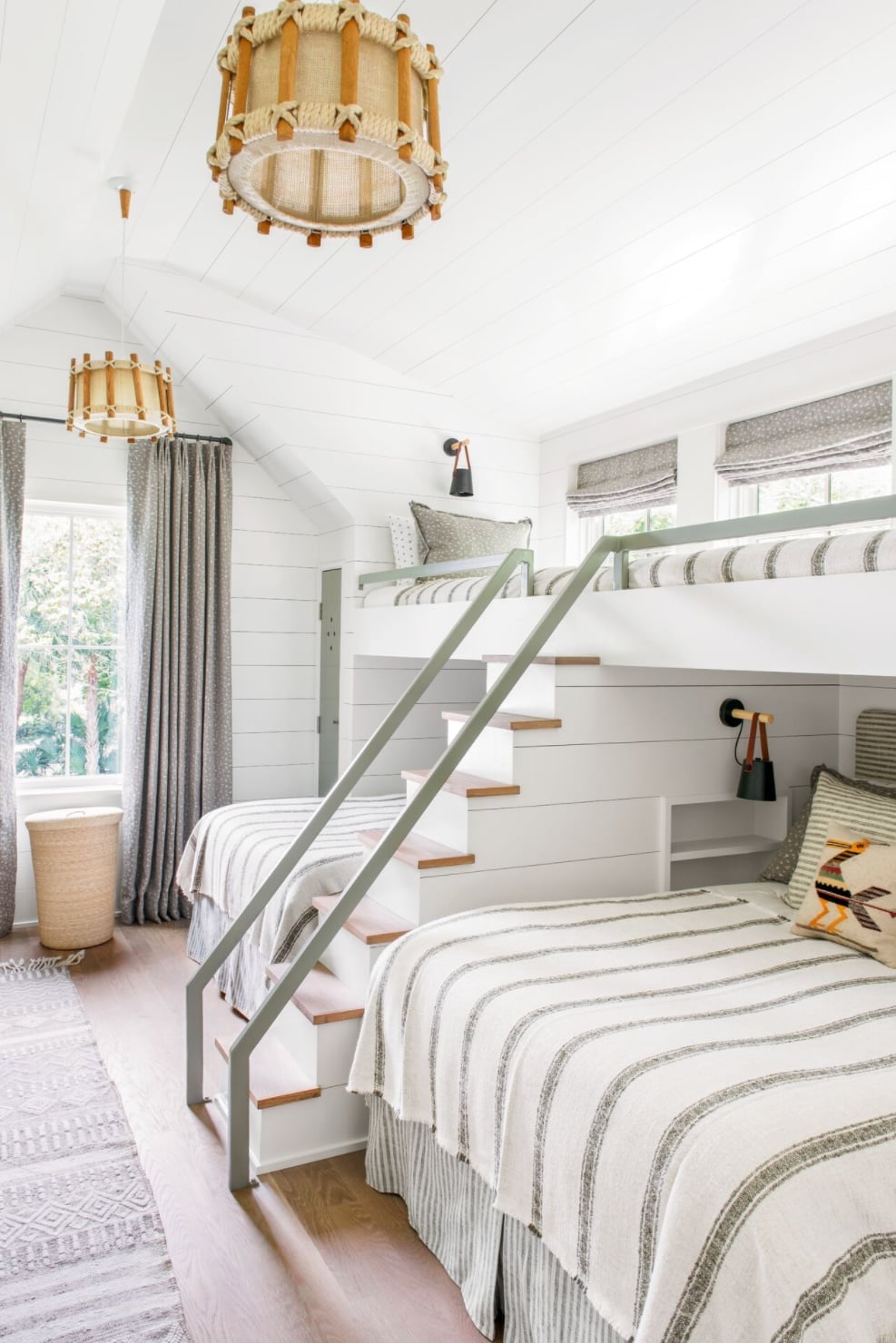 White Bunk Bed with Integrated Storage Stairs — Classy Bunk Bed Ideas