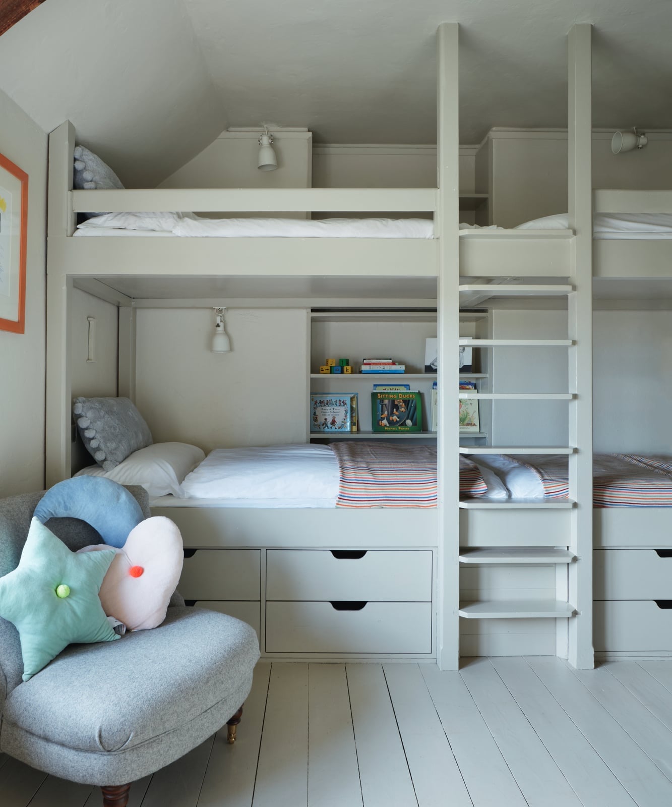 Gray Built In Bunk Beds with Storage Drawers — Classy Bunk Bed Ideas