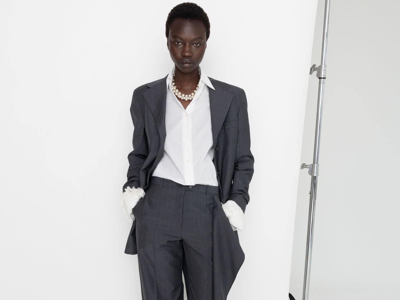 Charcoal Oversized Suit with White Shirt — Classy Business Professional Outfits
