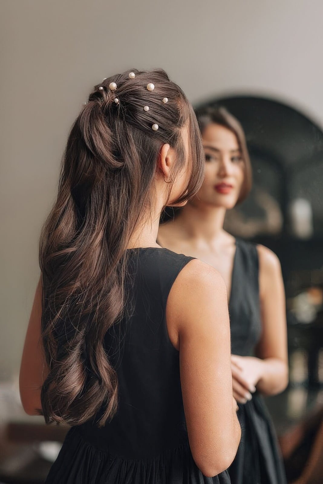 Half Updo With Pearls and Waves — Classy Cheer Hair
