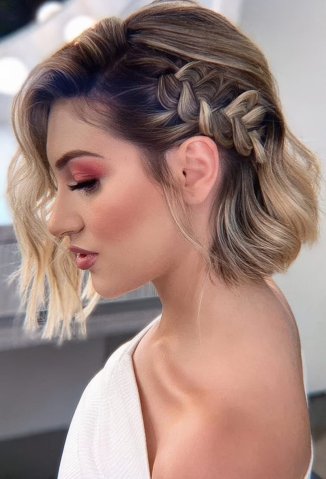 Wavy Collarbone Bob With Braided Accent — Classy Cheer Hair