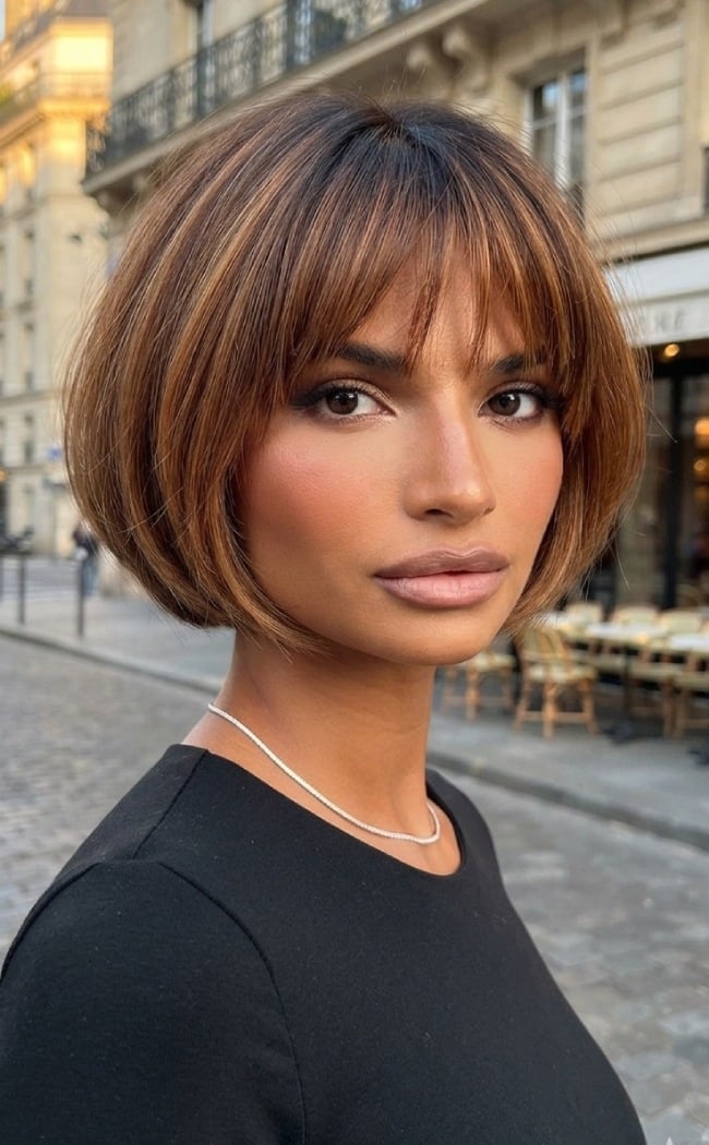 Chin Length Bob With Full Bangs Chin Length Bob With Full Bangs — Classy Chin Length Hair