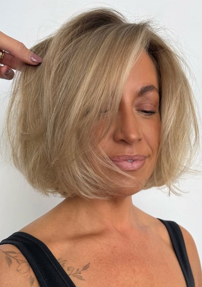 Ash Blonde Bob With Textured Layers Ash Blonde Bob With Textured Layers — Classy Chin Length Hair
