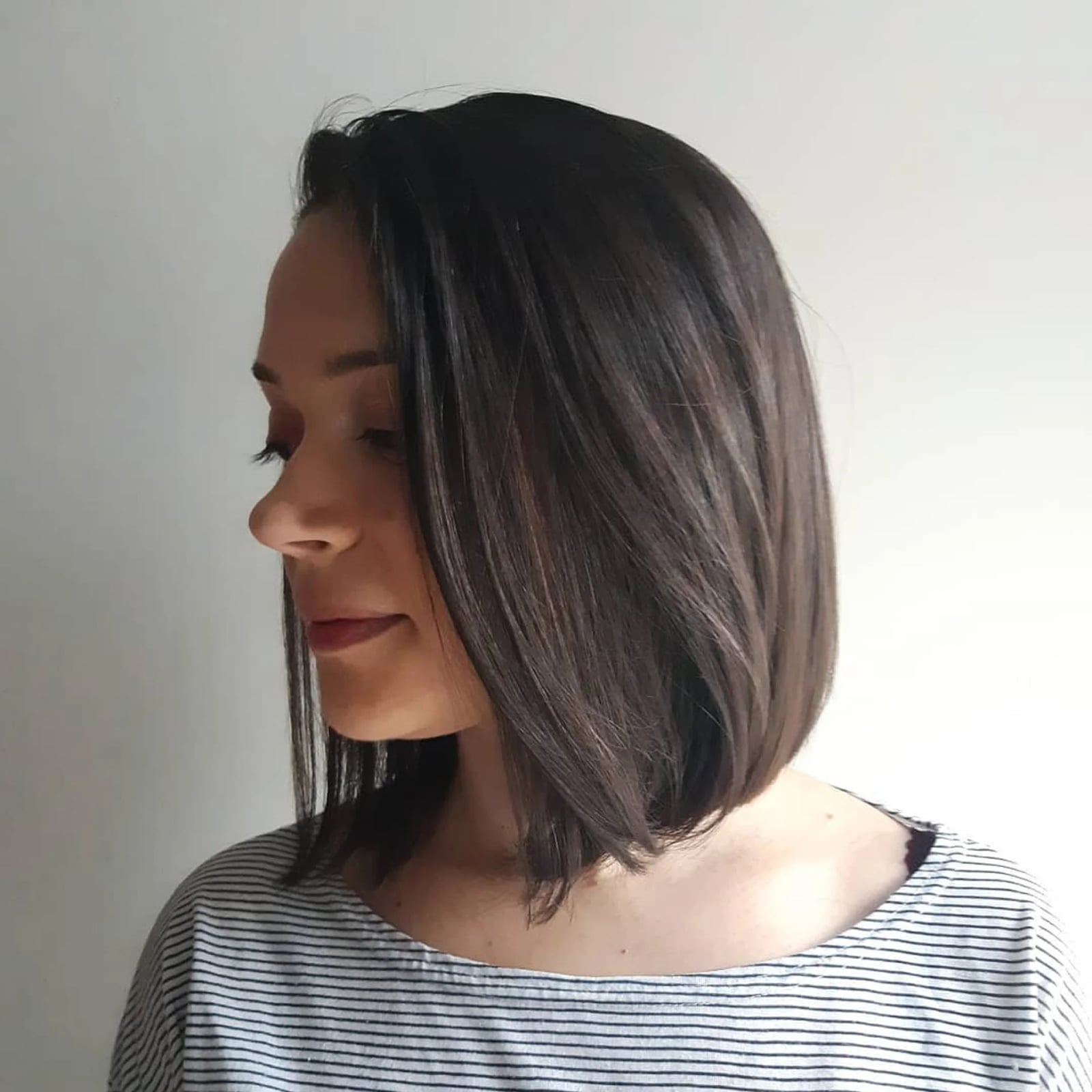 Sleek Dark Brown Chin Length Bob, Close-Up Take Sleek Dark Brown Chin Length Bob, Close-Up Take — Classy Chin Length Hair