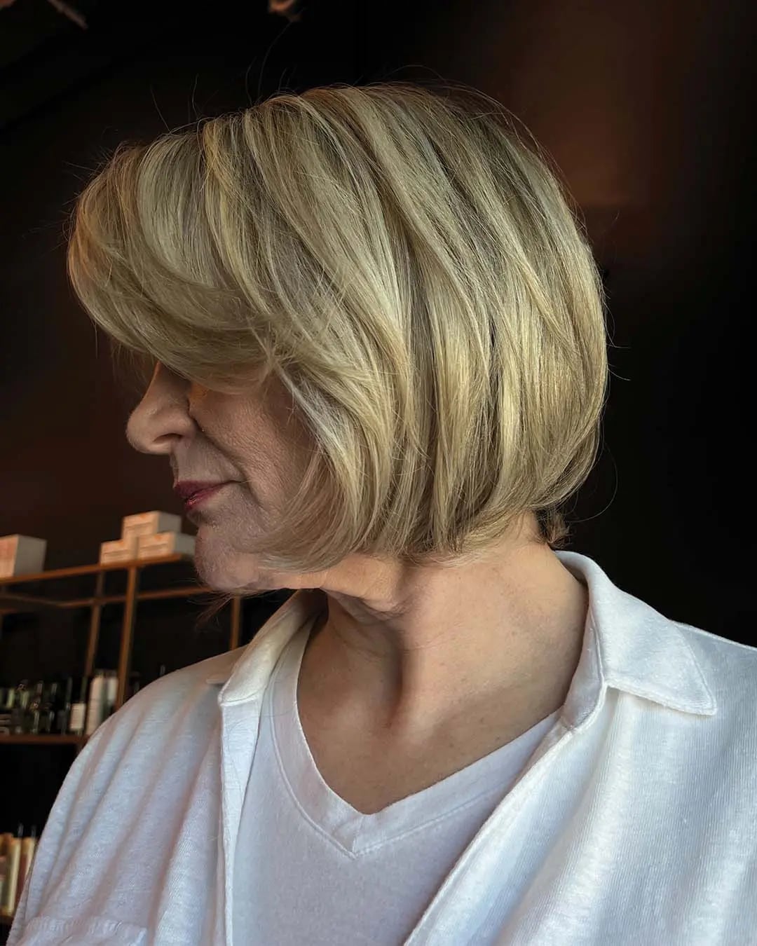 Ash Blonde Bob With Crown Volume Ash Blonde Bob With Crown Volume — Classy Chin Length Hair