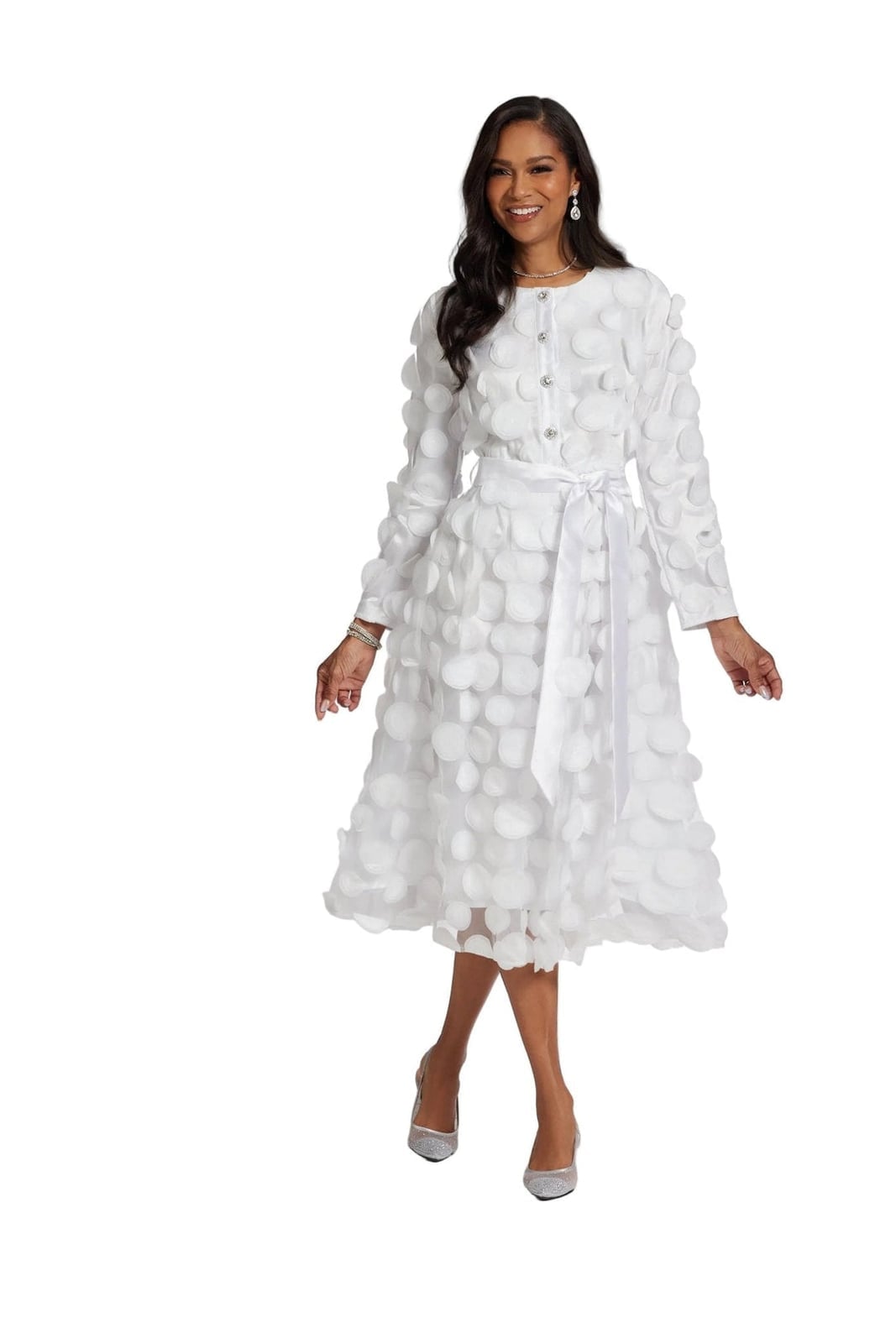 Ivory jacquard skirt suit with bell sleeves Ivory jacquard skirt suit with bell sleeves — Classy Church Outfits
