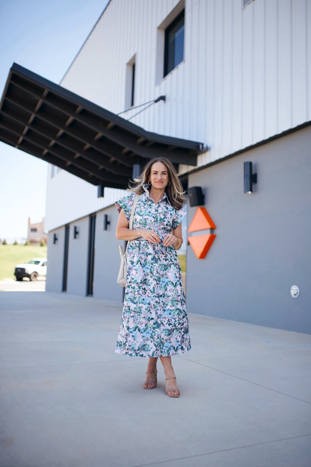 Floral print midi dress with crossbody bag Floral print midi dress with crossbody bag — Classy Church Outfits