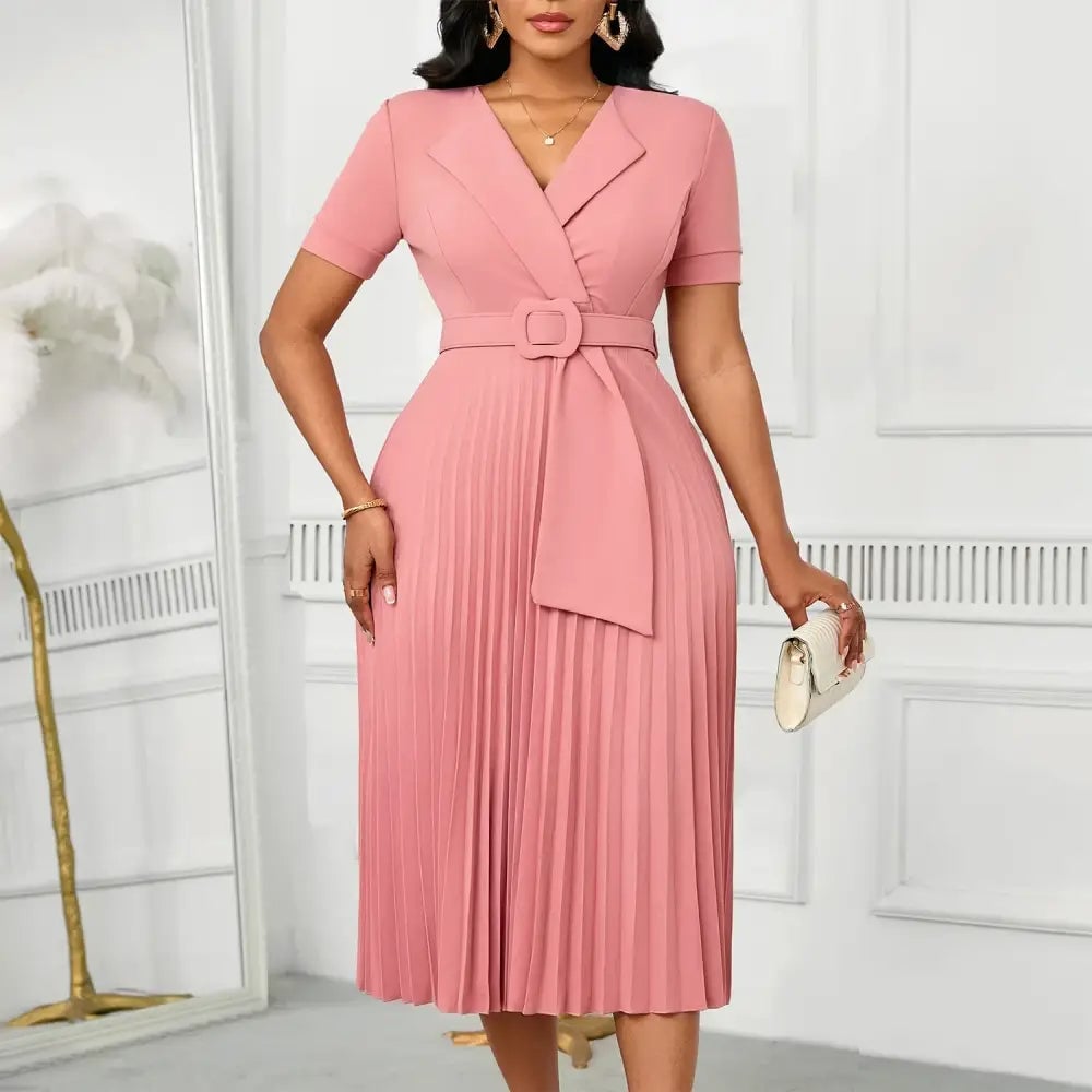 Pink fit-and-flare midi dress Pink fit-and-flare midi dress — Classy Church Outfits