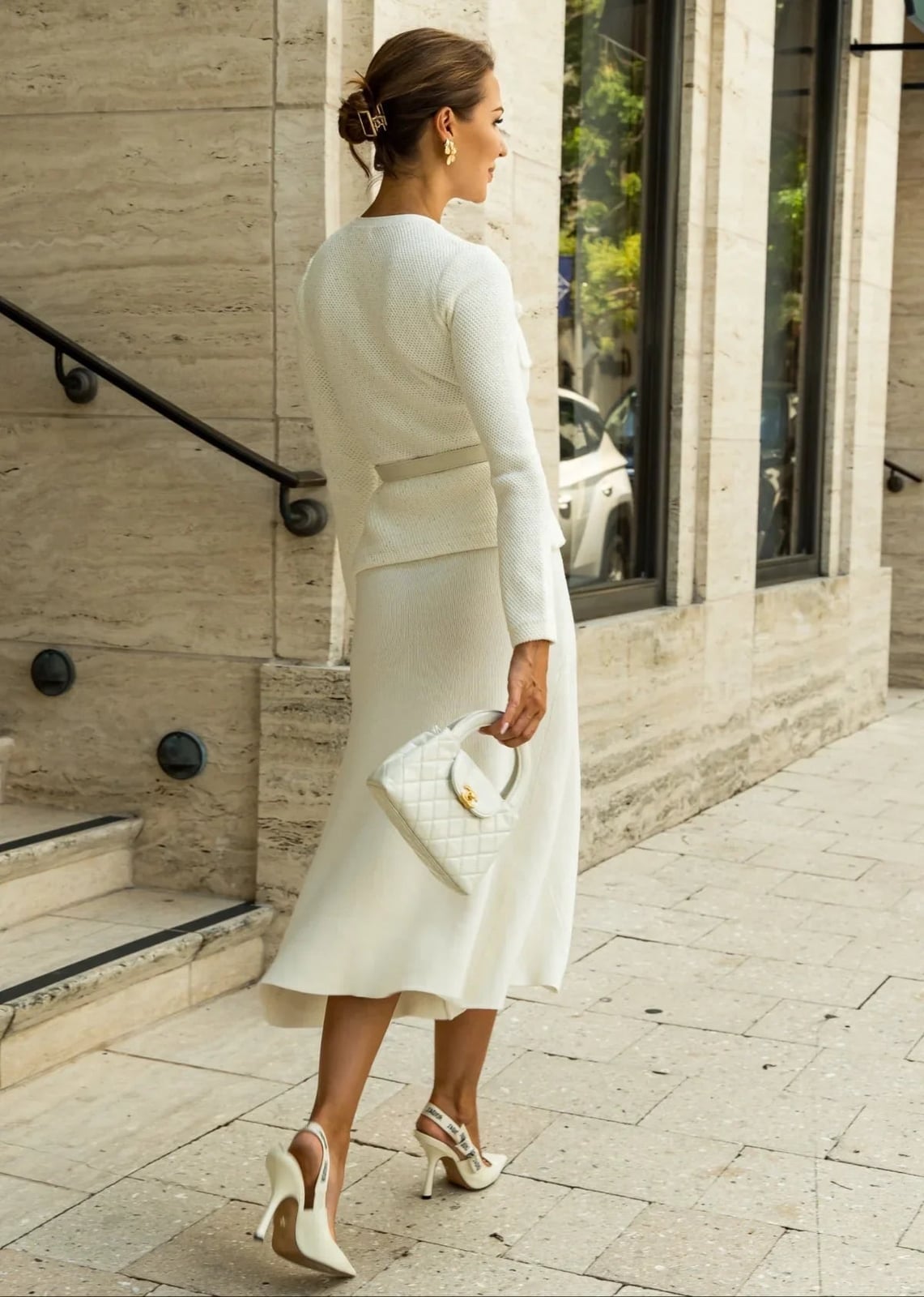 White textured knit suit White textured knit suit — Classy Church Outfits