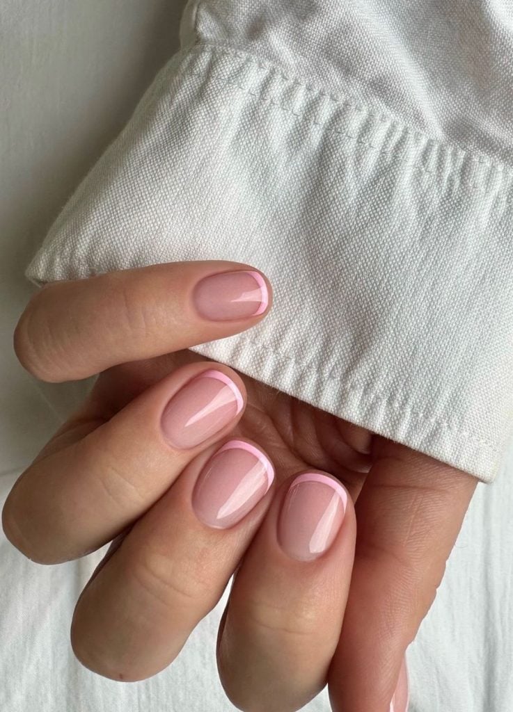 Sheer Nude Pink French Tip Square — Classy Clean Girl Nails