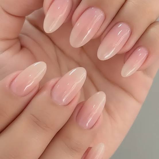 Milky Sheer Pink Ultra-Glossy Oval — Classy Clean Girl Nails