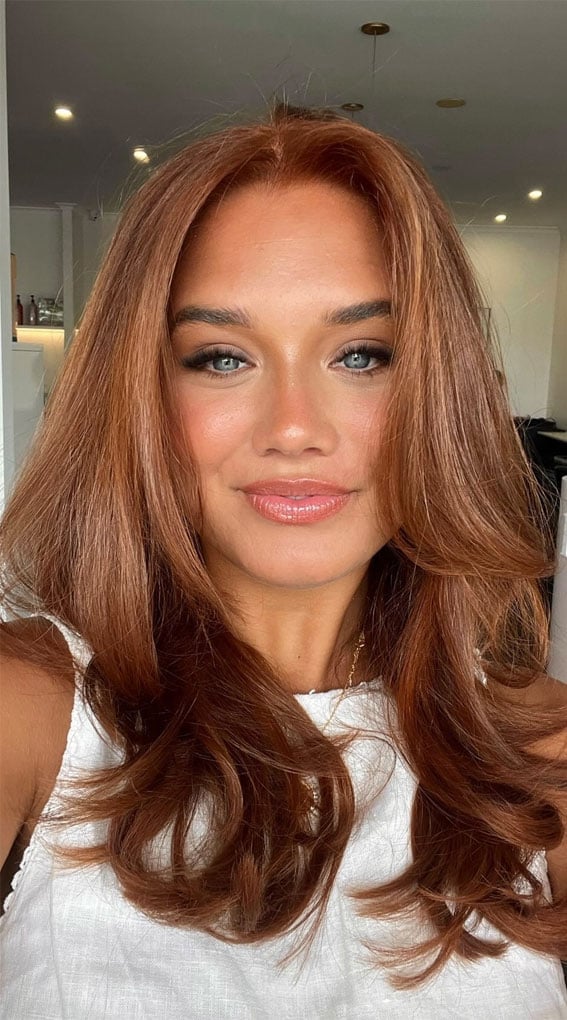 Rich Copper Blowout With Layers Rich Copper Blowout With Layers — Classy Copper Hair
