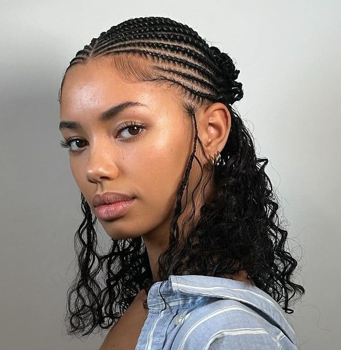 Thick Black Braids with Loose Wavy Ends Thick Black Braids with Loose Wavy Ends — Classy Cornrows Braids for Black Women