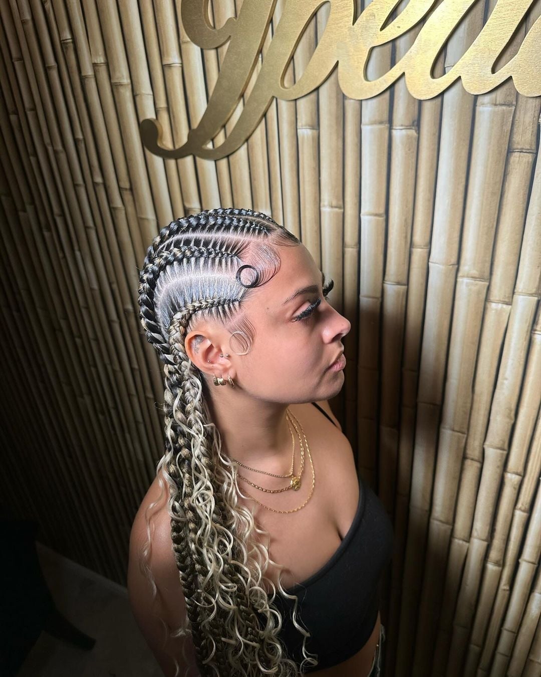 Cornrows with Curly Ends and Hair Rings Cornrows with Curly Ends and Hair Rings — Classy Cornrows Hairstyles for Black Women