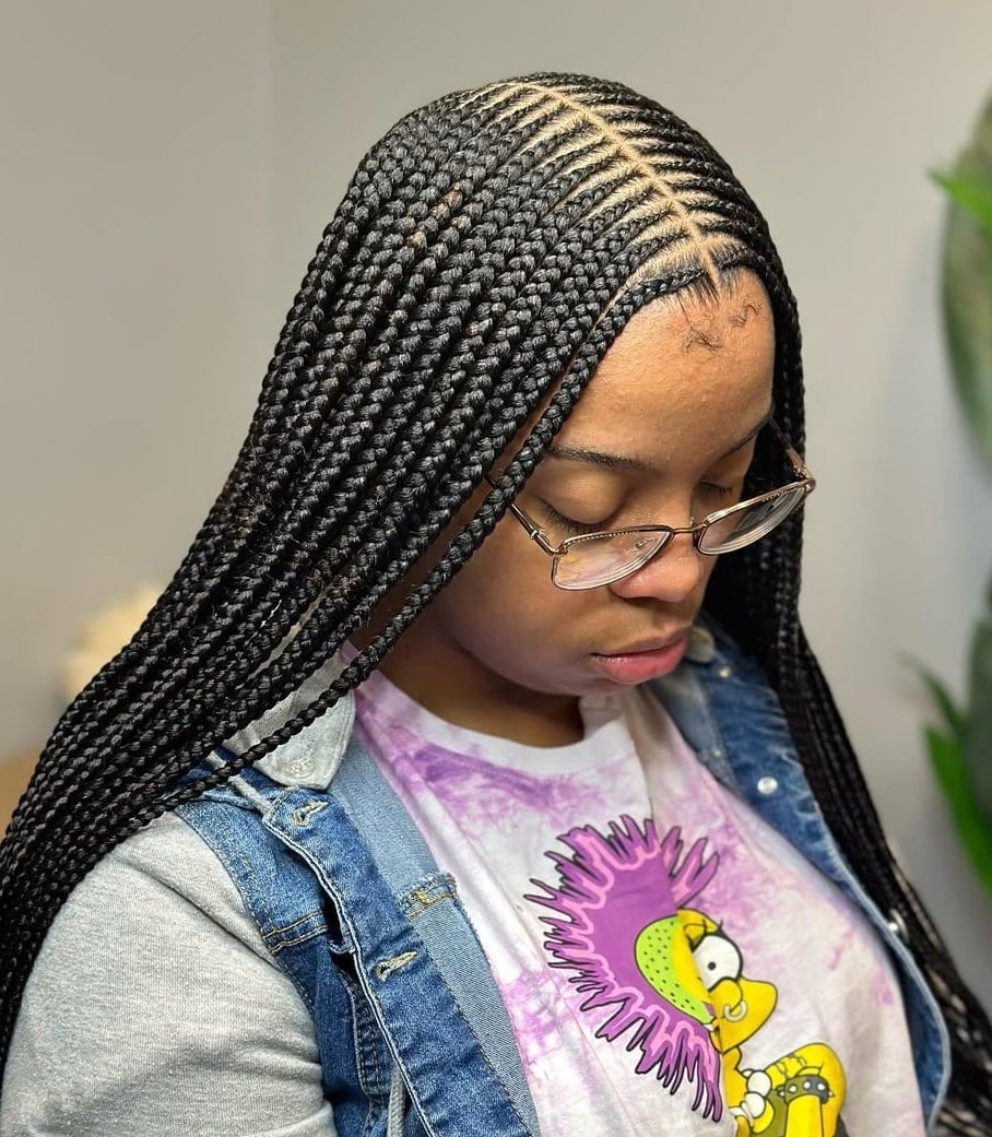 Neatly Parted Long Cornrows Neatly Parted Long Cornrows — Classy Cornrows Hairstyles for Black Women