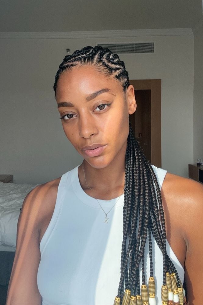 Cornrows with Golden Beads Cornrows with Golden Beads — Classy Cornrows Hairstyles for Black Women