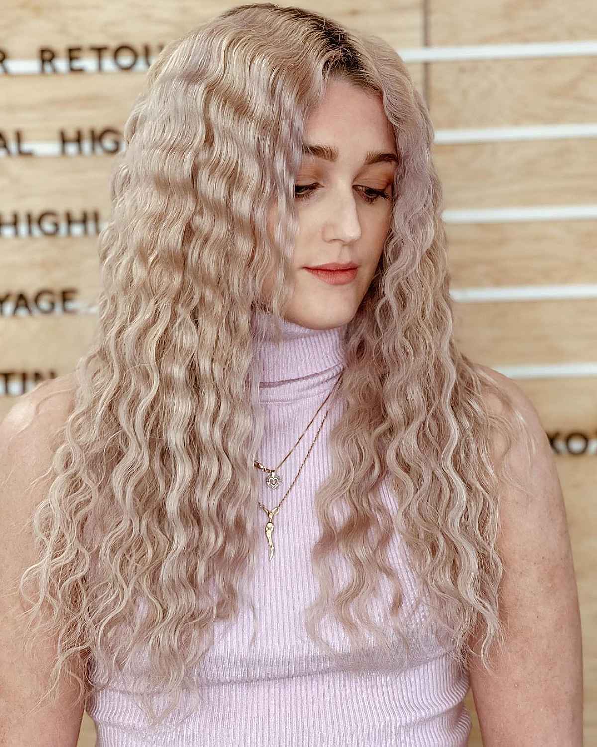 Ash Blonde With Highlights Crimped Texture — Classy Crimped Hair