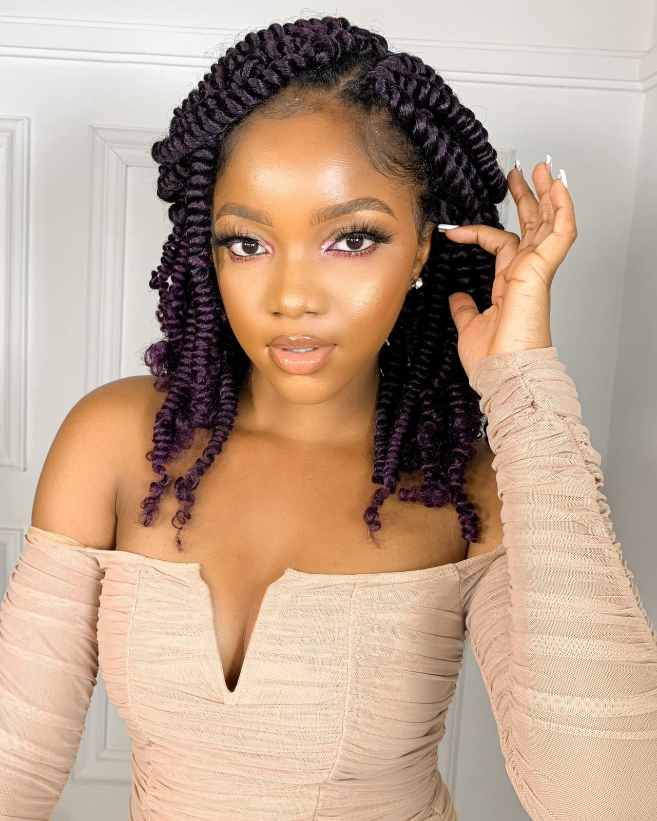 Shoulder Length Vibrant Purple Twists — Classy Crochet Hair