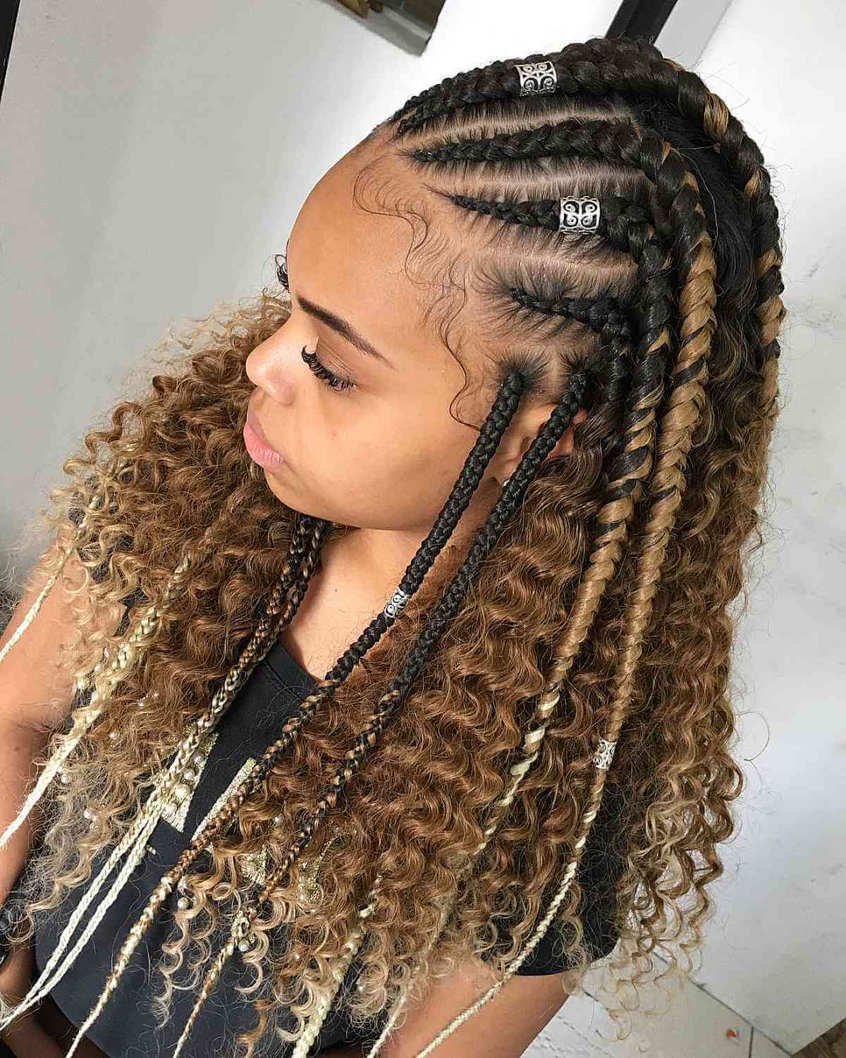 Mid-Back Cornrows With Blonde Ombre Locs — Classy Crochet Hair