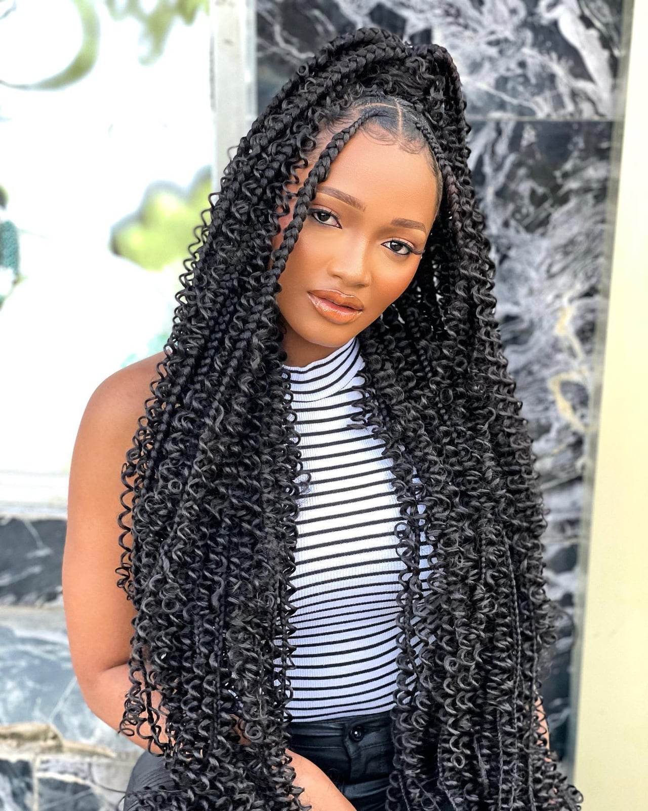 Mid-Back Defined Curls With Highlights — Classy Crochet Hair