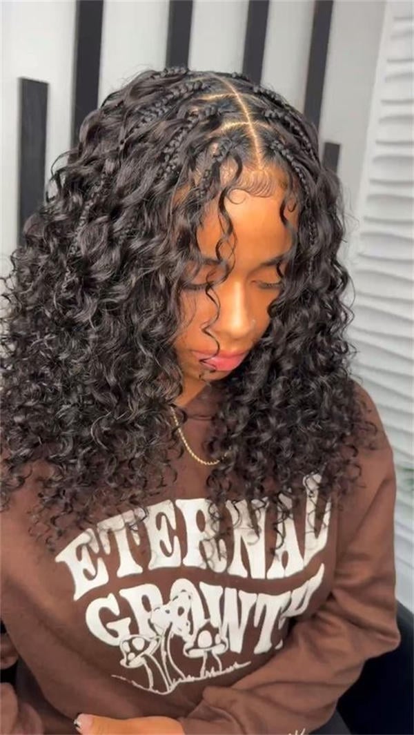 Mid-Back Braids With Loose Curls And Curtain Bangs — Classy Crochet Hair