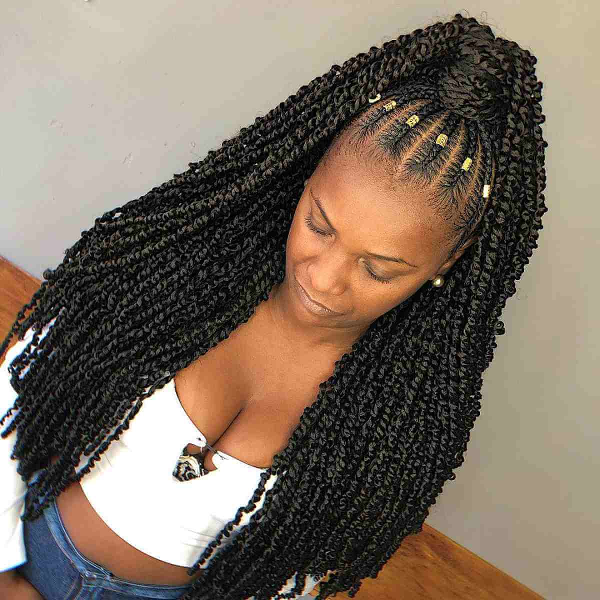Mid-Back Wavy Hair With Braided Crown Top Knot — Classy Crochet Hair