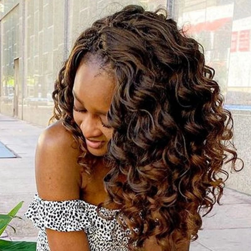 Mid-Back Wavy Curls With Dimensional Color — Classy Crochet Hair
