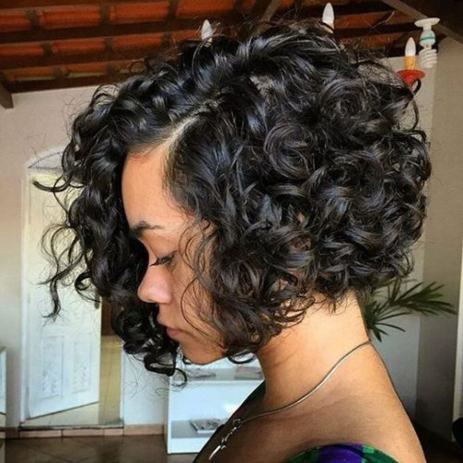 Thick Dark Brown Curly Chin Bob — Classy Curly Hair Natural