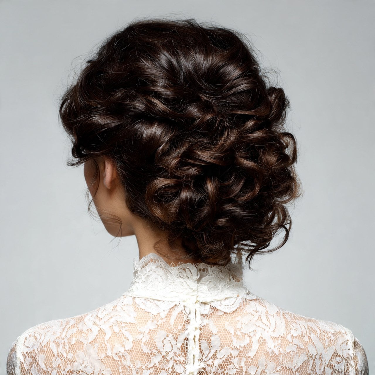 Collarbone Length Twisted Dark Brown Curly Bun — Classy Curly Updo