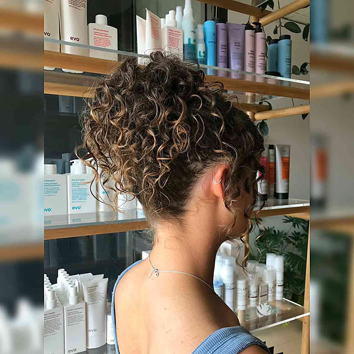 Long Blonde Updo With Tightly Defined Curls — Classy Curly Updo