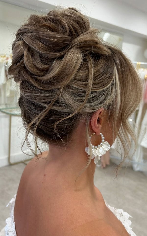 Ash Blonde Messy Updo With Wispy Bangs — Classy Curly Updo