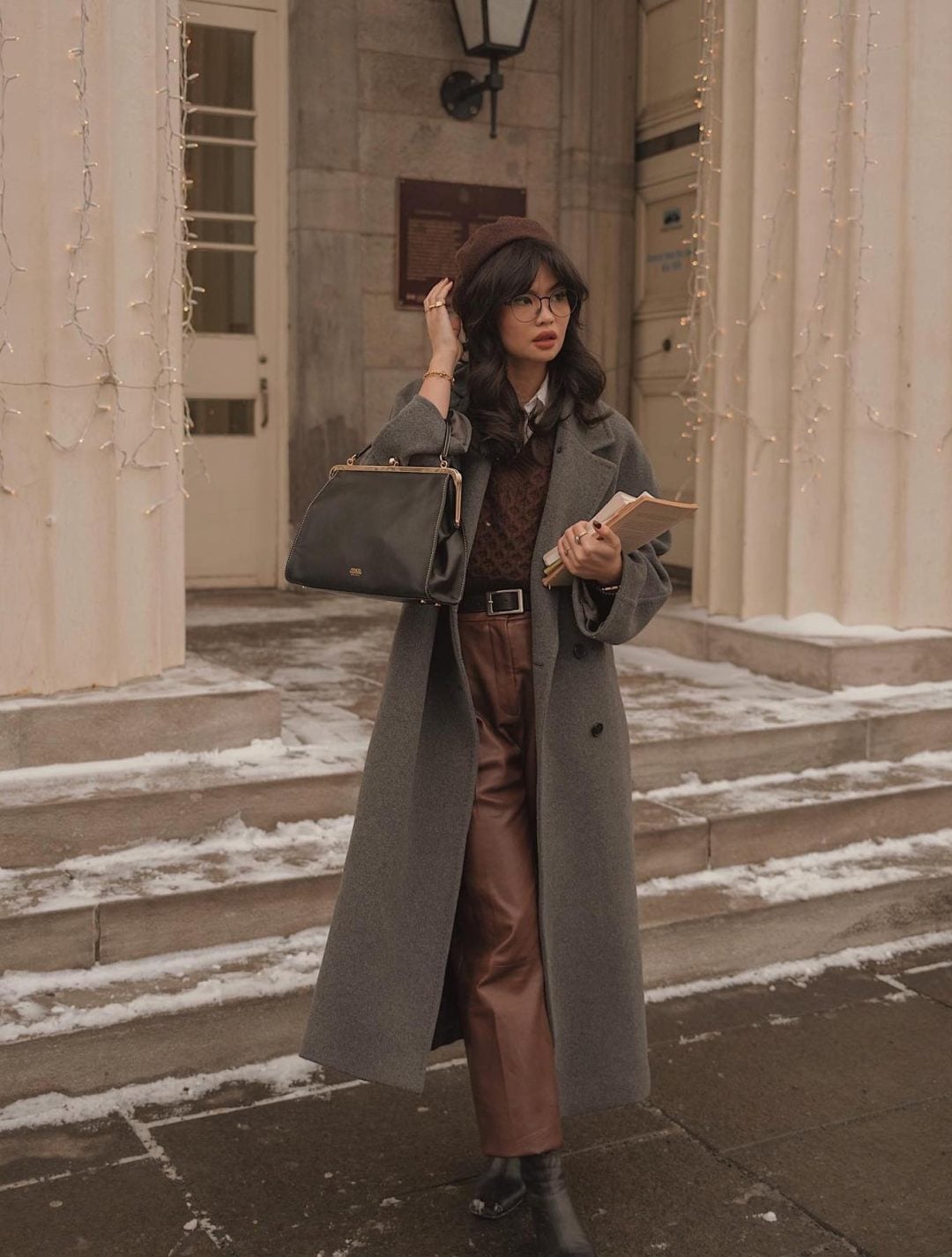 Dark Academia Gray Coat Look — Classy Dark Outfits