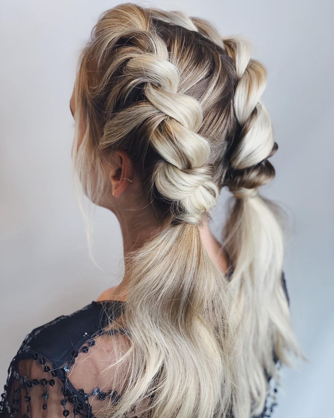 Mid-Back Blonde Double Braids Ponytails Mid-Back Blonde Double Braids Ponytails — Classy Dirty Hair Hairstyles